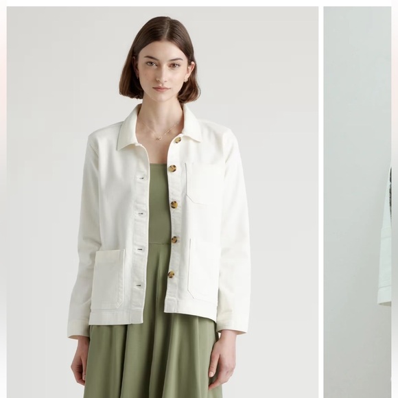 Quince Jackets & Blazers - Quince Womens Organic Comfort Stretch Chore Jacket Button cream size L